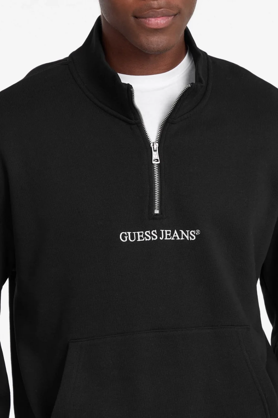Guess GJ Yarım Fermuarlı Normal Kesim Nakışlı Erkek Siyah Sweatshirt M5RQ42KCPR1-JBLK