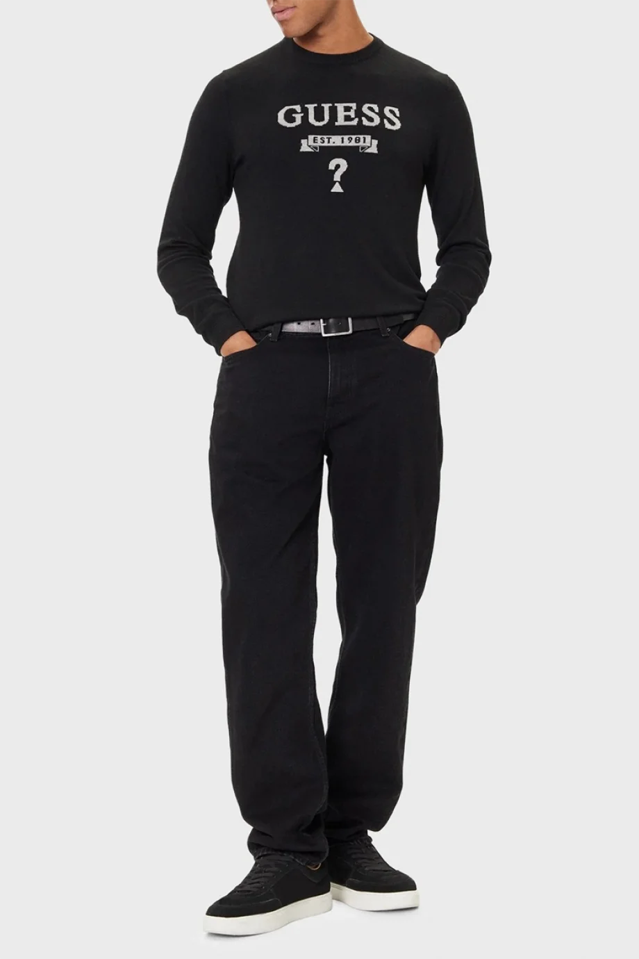 Guess Hammond Erkek Siyah Yün Karışımlı  Kazak M5YR00Z0122-JBLK