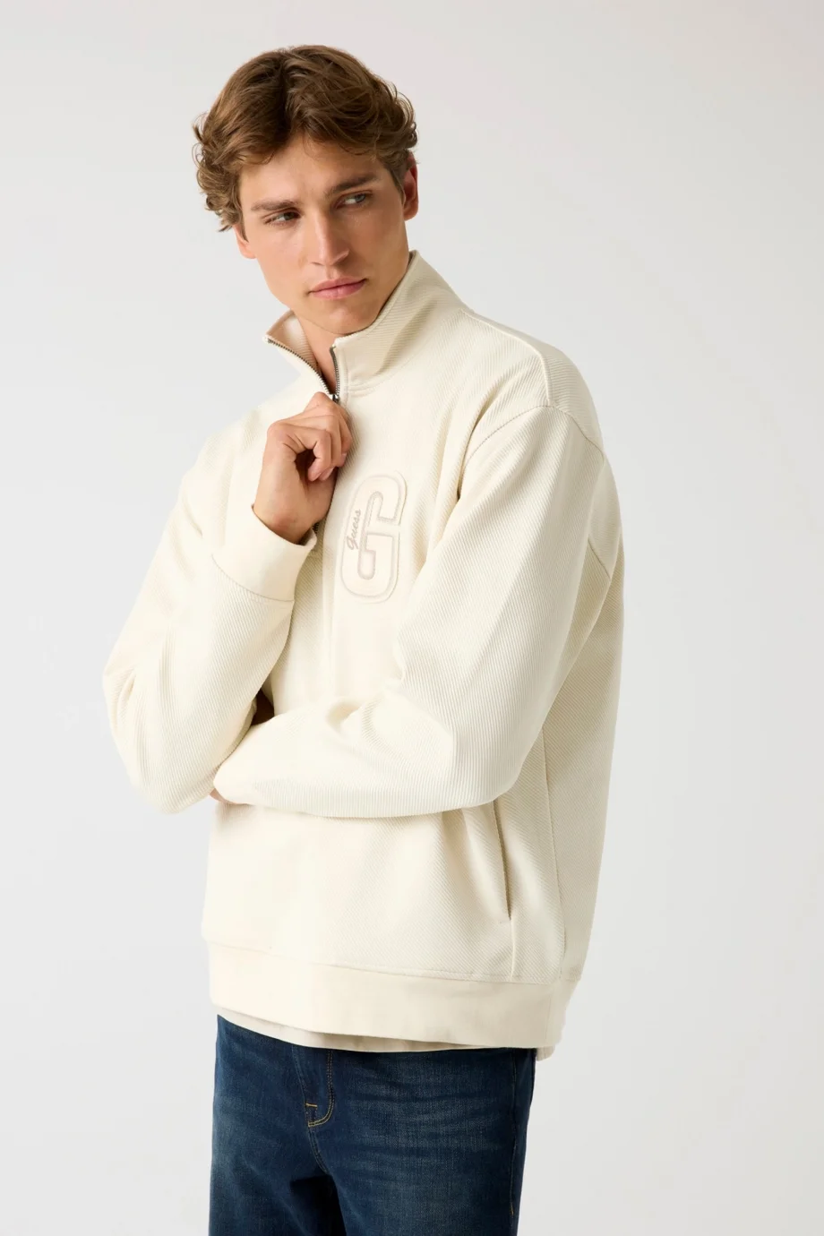 Guess Harris Erkek Krem Sweatshirt M5BQ18K0552-G1CV