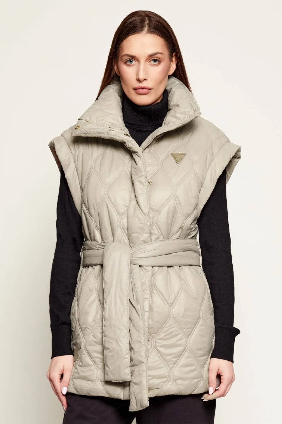 Guess Hilma Kolsuz Şişme Kadın Bej Yelek V6RN01WL832-G1O3