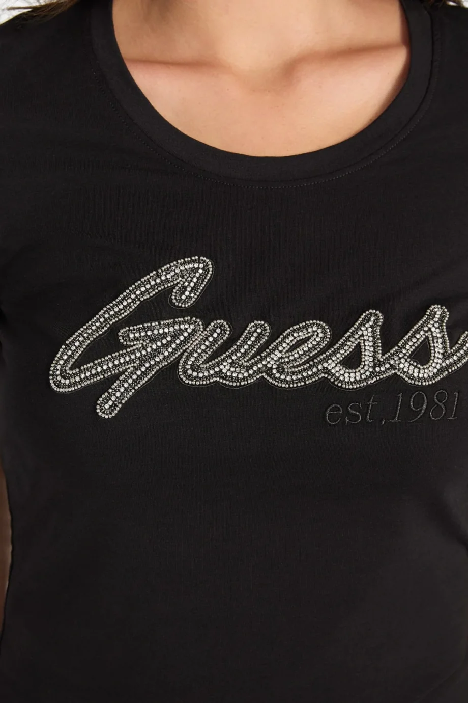 Guess Hot Kadın Siyah Slim Fit T-Shirt W5YI16J1314-JBLK