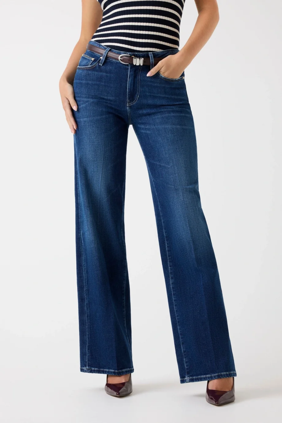 Guess Indaco Kadın Mavi Kaşmir Karışımlı Palazzo Fit Jean W5BA96D4U5A-C4BU