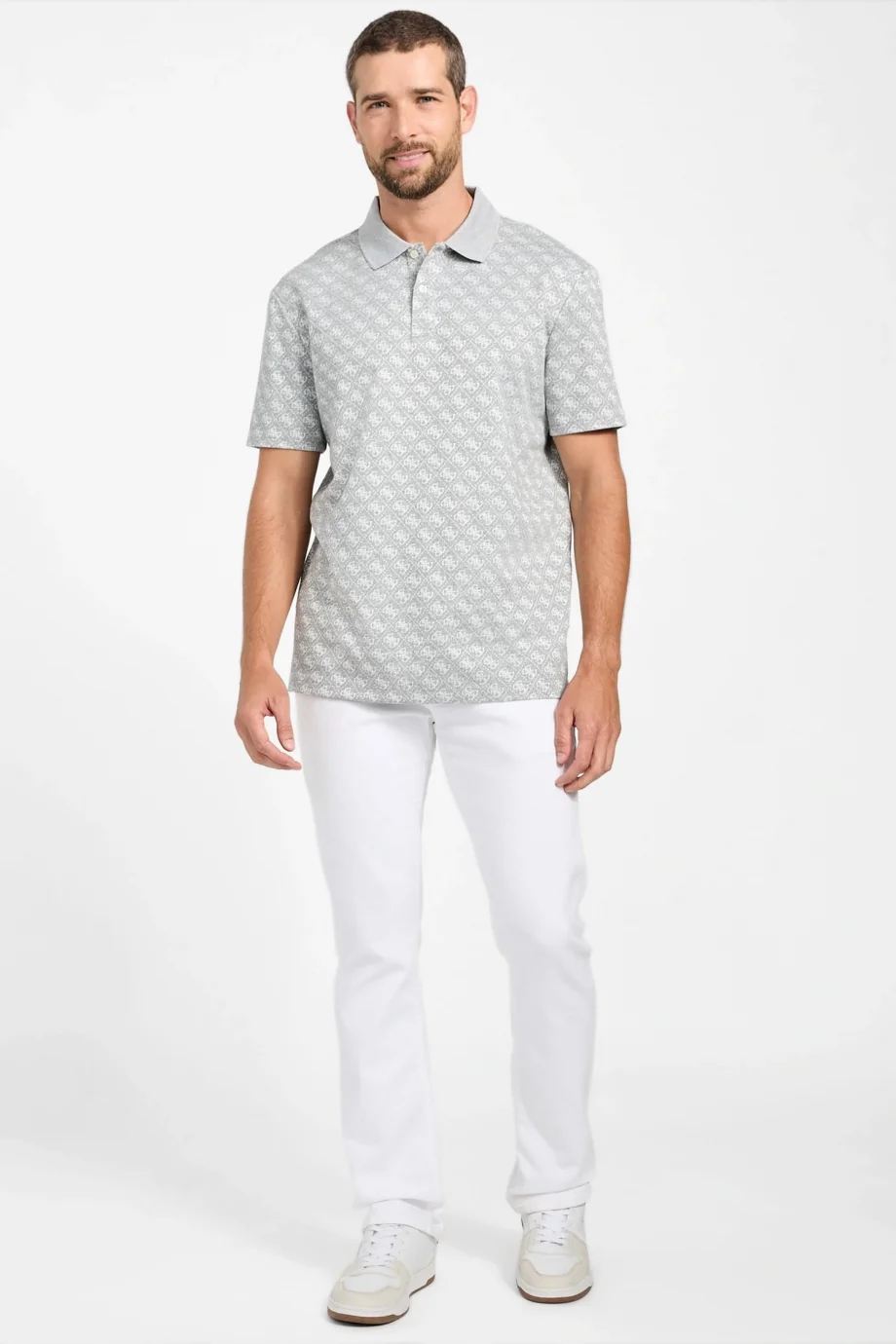 Guess Jacquard Erkek Gri Regular Fit Polo T-Shirt M5BP09K0911-FJ9E