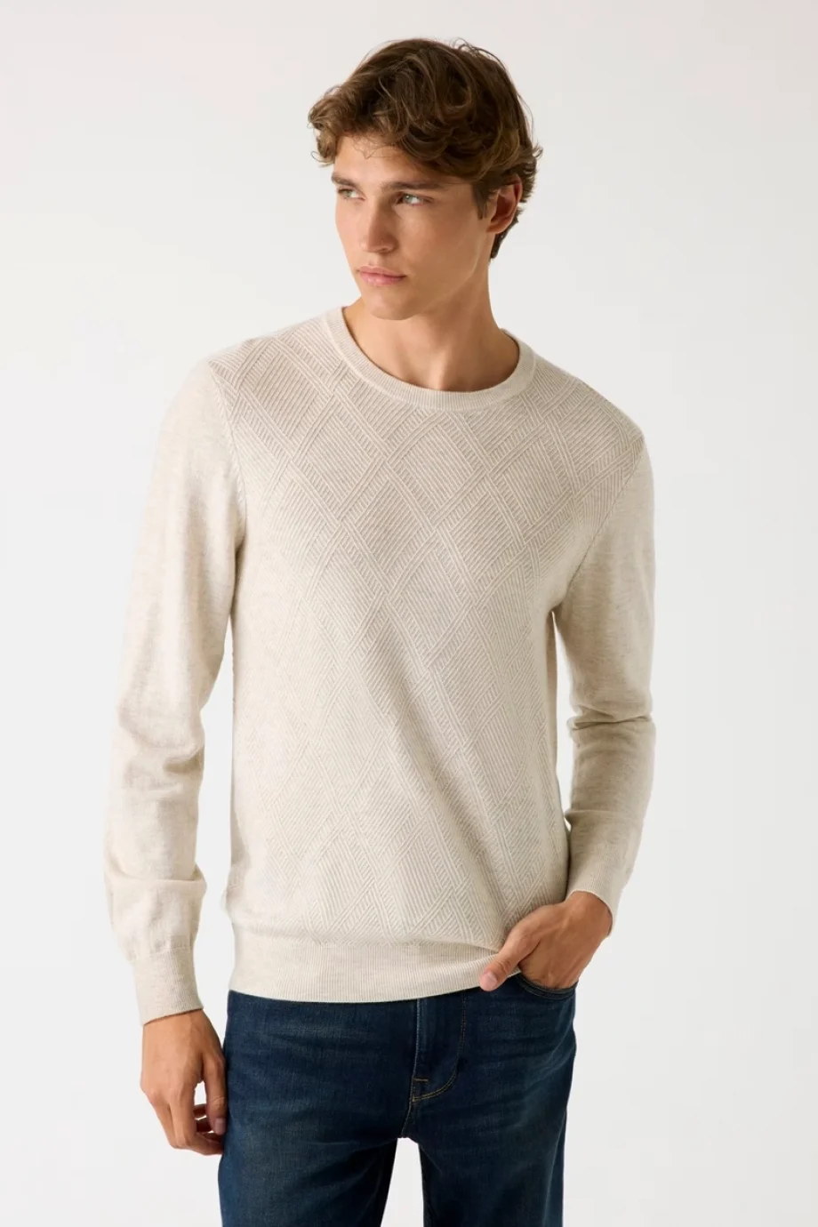 Guess Jamaar Erkek Krem Yün Karışımlı  Kazak  M5BR08Z0432-LOH