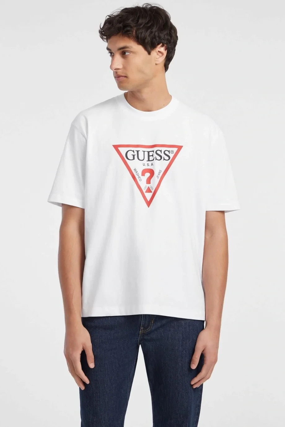 Guess  Erkek Beyaz Oversize Fit T-Shirt M4YI45K8FQ4-G011