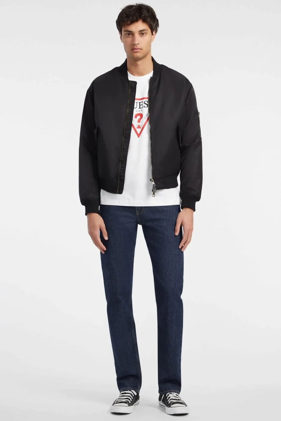 Guess  Erkek Beyaz Oversize Fit T-Shirt M4YI45K8FQ4-G011