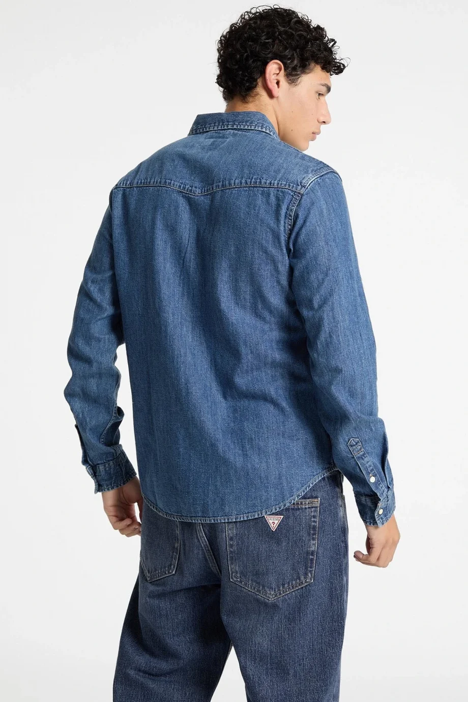 Guess  Erkek Mavi Slim Fit Denim Gömlek M4YH55D5EI1-GJRW