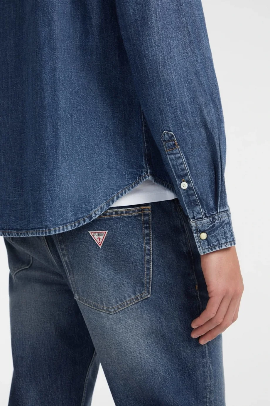 Guess  Erkek Mavi Slim Fit Denim Gömlek M4YH55D5EI1-GJRW