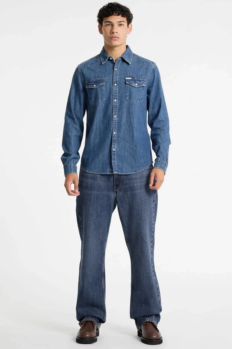 Guess  Erkek Mavi Slim Fit Denim Gömlek M4YH55D5EI1-GJRW