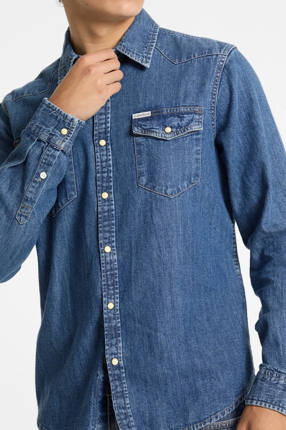 Guess  Erkek Mavi Slim Fit Denim Gömlek M4YH55D5EI1-GJRW