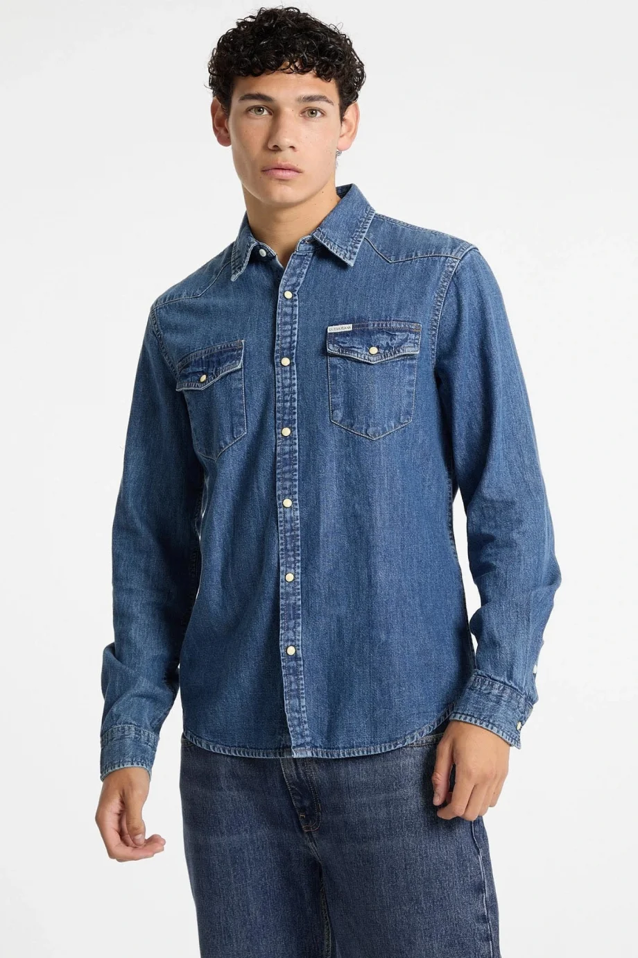 Guess  Erkek Mavi Slim Fit Denim Gömlek M4YH55D5EI1-GJRW