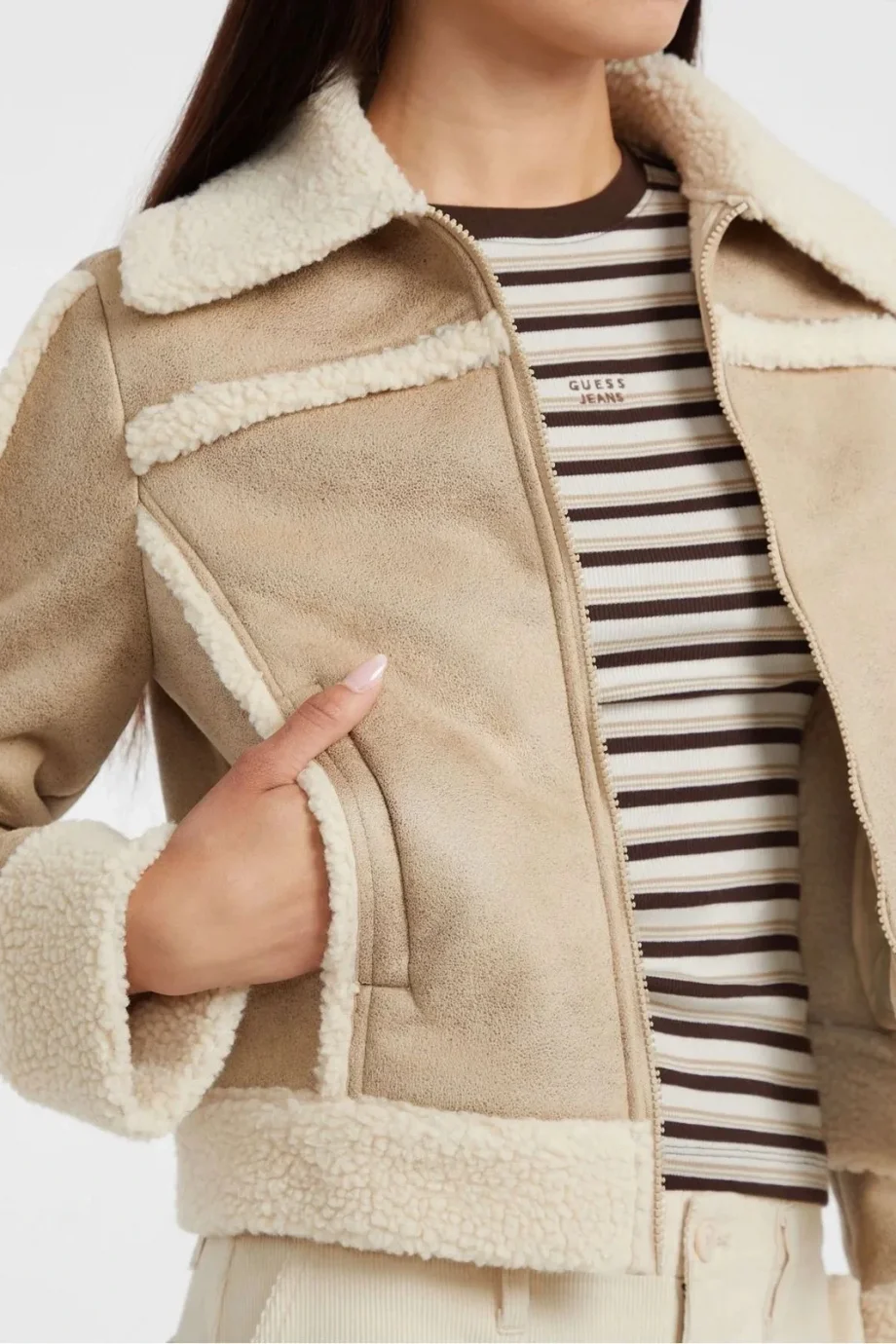 Guess Jeans Kadın Bej Ceket W5BL13W1862-A117