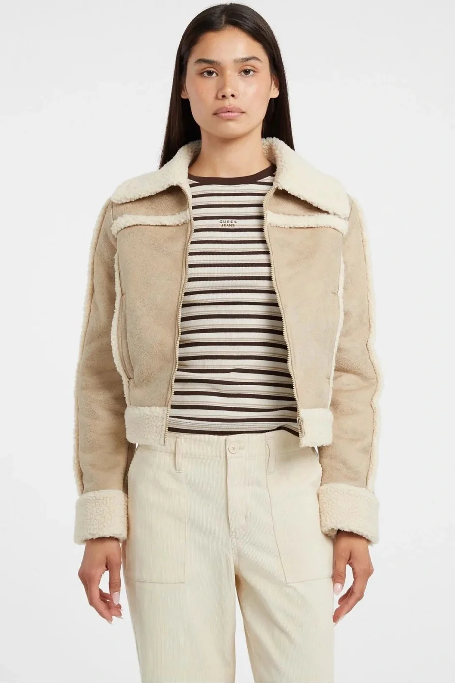 Guess Jeans Kadın Bej Ceket W5BL13W1862-A117