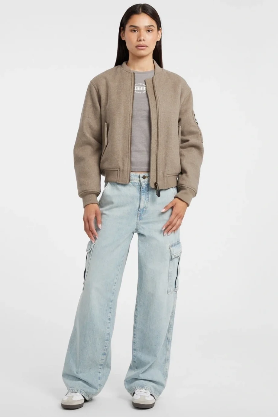 Guess Jeans Kadın Çok Renkli Yün Karışımlı Bomber Ceket W5BL14W1482-H187