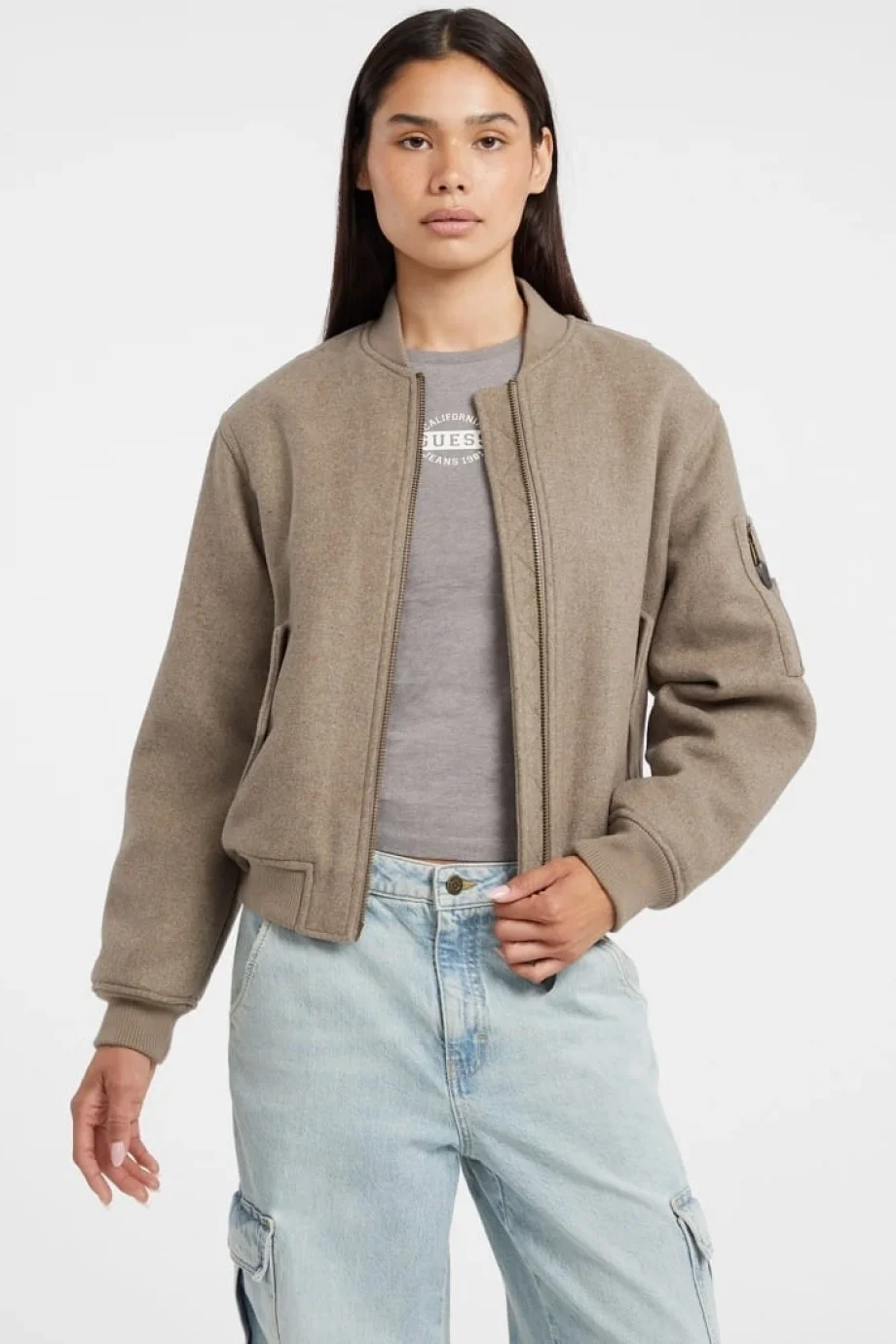 Guess Jeans Kadın Çok Renkli Yün Karışımlı Bomber Ceket W5BL14W1482-H187