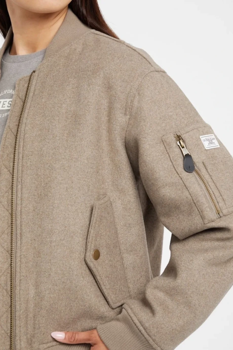 Guess Jeans Kadın Çok Renkli Yün Karışımlı Bomber Ceket W5BL14W1482-H187