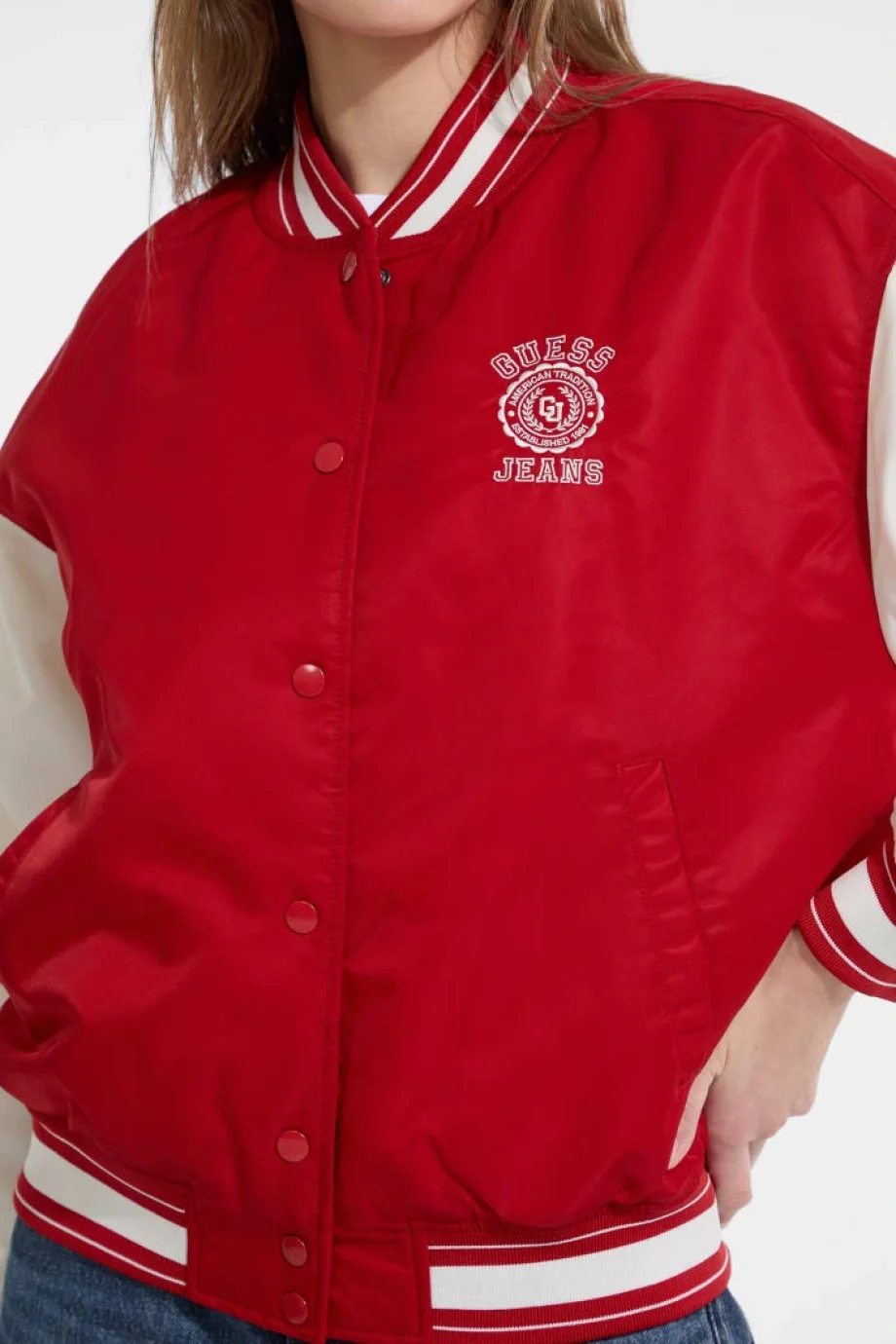 Guess Jeans Kadın Kırmızı Bomber Ceket W5YL15WHAA2-G585