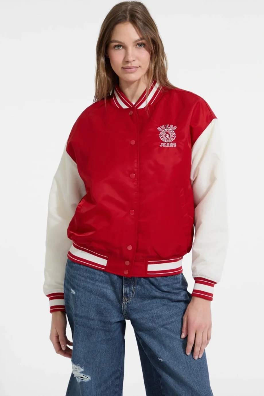 Guess Jeans Kadın Kırmızı Bomber Ceket W5YL15WHAA2-G585