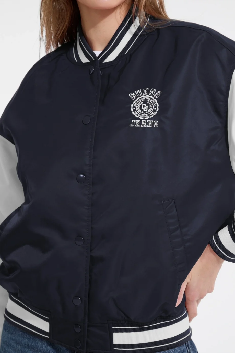 Guess Jeans Kadın Lacivert Bomber Ceket W5YL15WHAA2-A71W