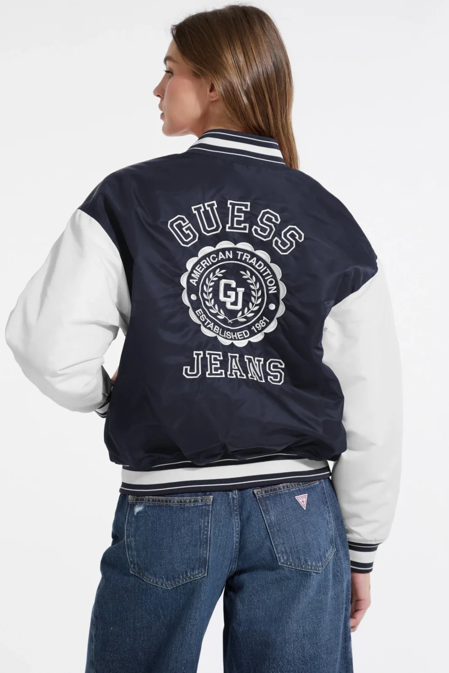 Guess Jeans Kadın Lacivert Bomber Ceket W5YL15WHAA2-A71W