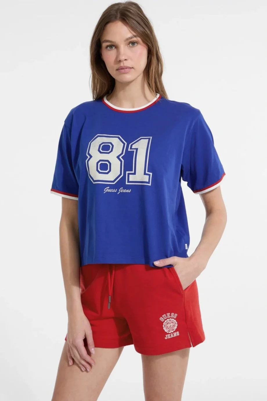 Guess Jeans Kadın Mavi Boxy Fit T-Shirt W5YI19K8HM0-G7L5