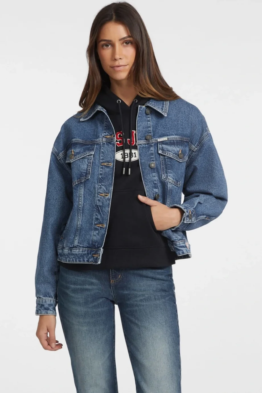 Guess Jeans Kadın Mavi Denim Ceket W4YN56D5CC3-M3DW