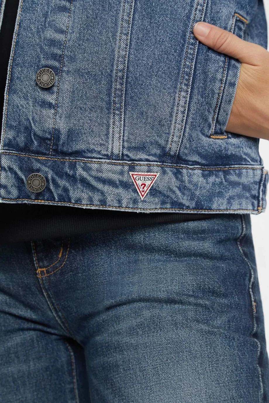 Guess Jeans Kadın Mavi Denim Ceket W4YN56D5CC3-M3DW