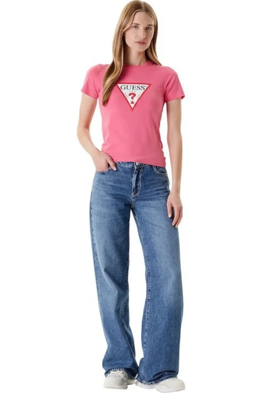 Guess Jeans Kadın Pembe Slim Fit T-Shirt W4YI04J1314-A619