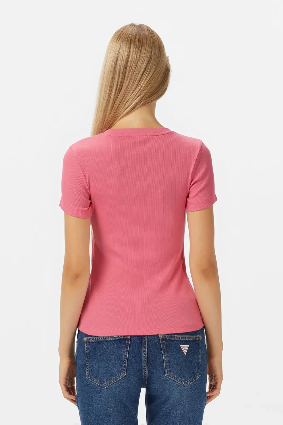 Guess Kadın Pembe Slim Fit Logolu T-shirt W5YP37KA0H1-A619