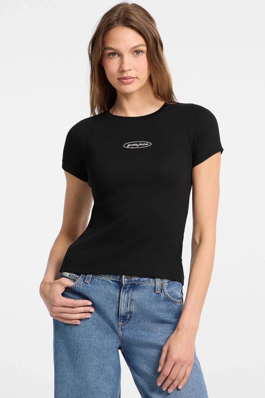 Guess Kadın Siyah Slim Fit Logolu T-shirt W5YP37KA0H1-JBLK