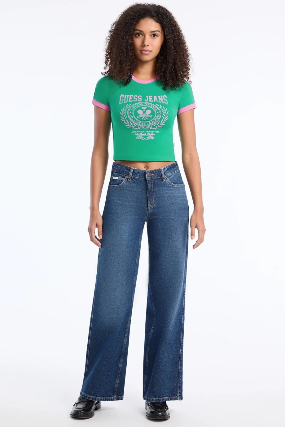 Guess Jeans Kadın Yeşil Boxy Fit  Crop  W5YI03J1314-A899