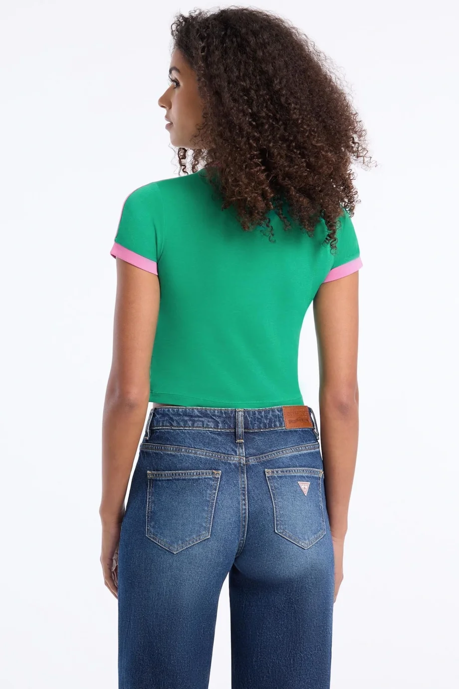 Guess Jeans Kadın Yeşil Boxy Fit  Crop  W5YI03J1314-A899