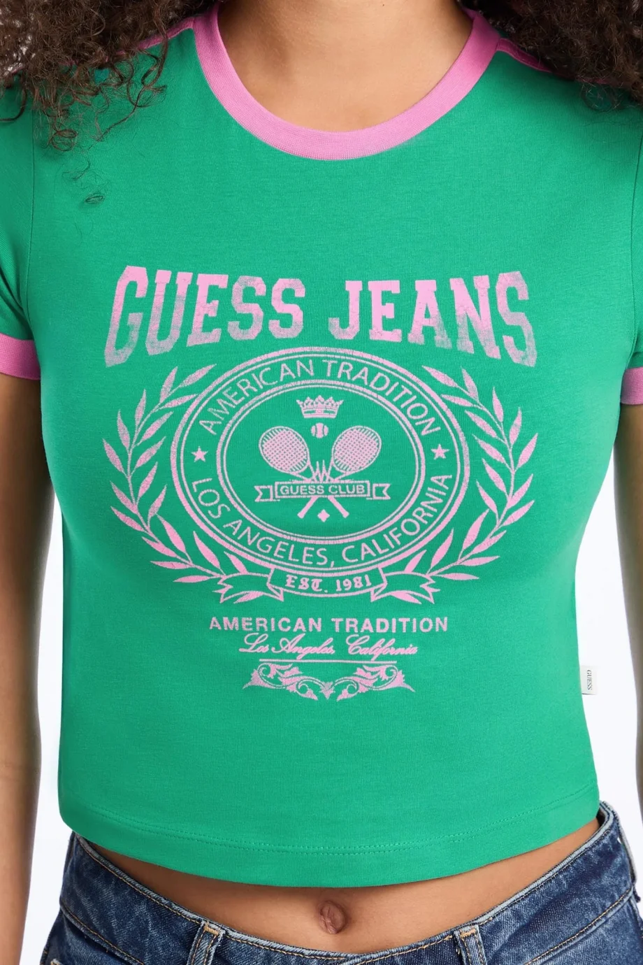 Guess Jeans Kadın Yeşil Boxy Fit  Crop  W5YI03J1314-A899