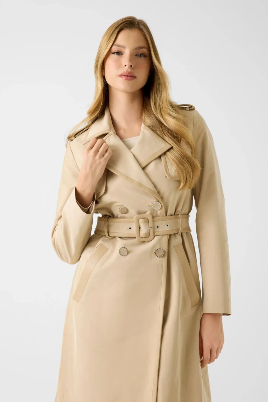 Guess Jenny PU Detaylı Kadın Kahverengi Trençkot W5RL14WGWD2-G1L7