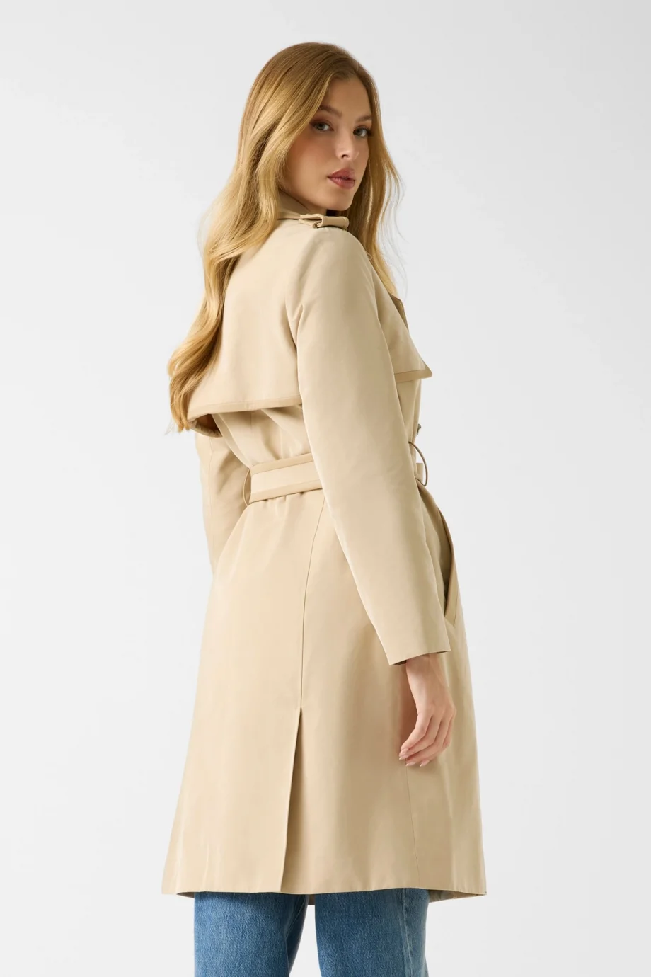 Guess Jenny PU Detaylı Kadın Kahverengi Trençkot W5RL14WGWD2-G1L7