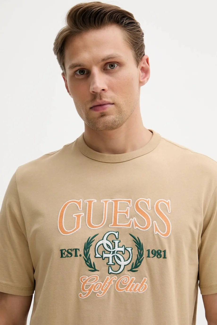 Guess Jersey Erkek Bej Regular Fit T-Shirt M5YI22K8FQ4-G1FE