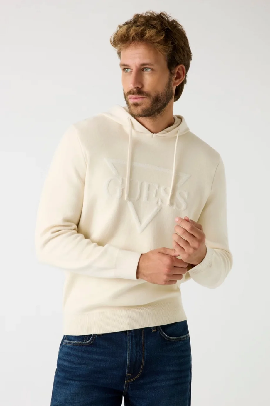Guess Joby Erkek Krem Sweatshirt M5BR18Z0470-G1CV