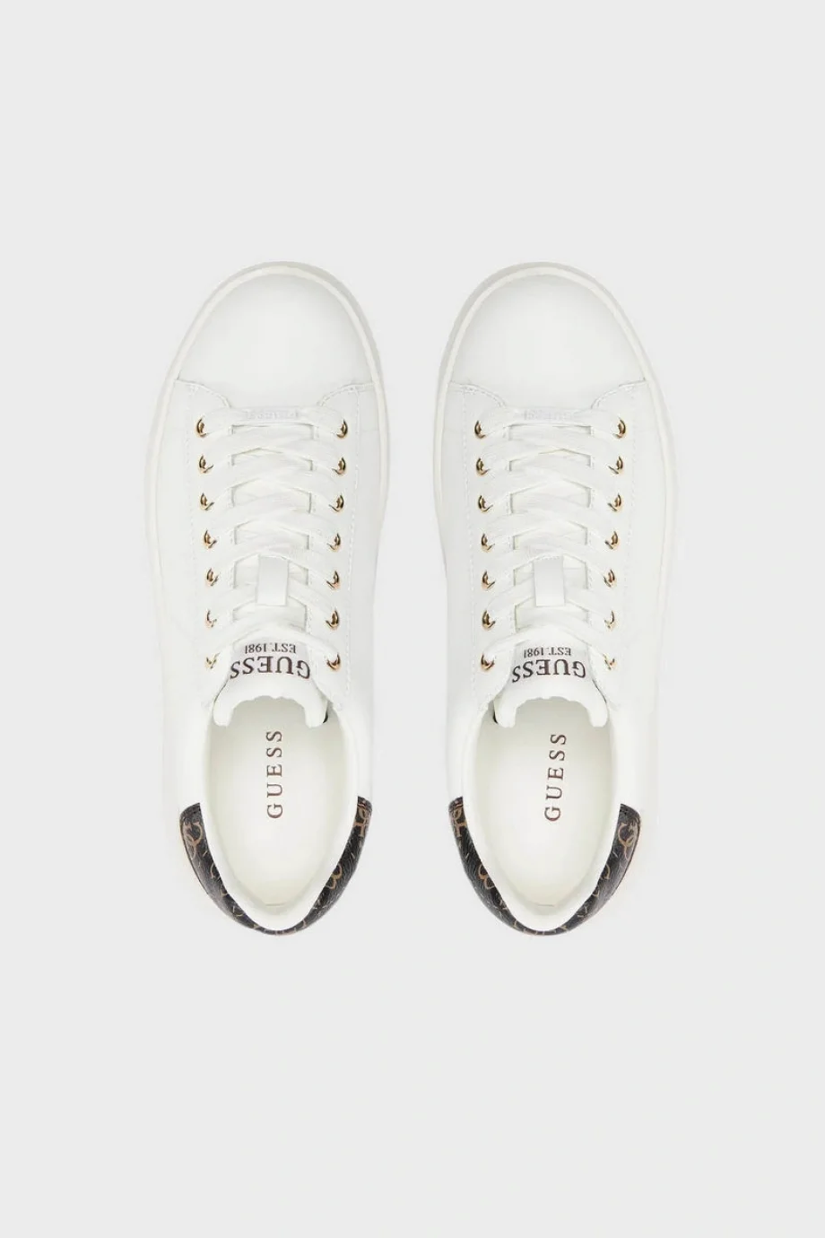 Guess Elbina Kadın Beyaz Bronz Deri Sneaker FLJELBFAL12-WHBRO