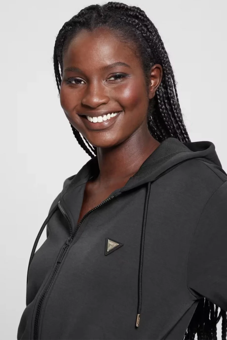 Guess Olympe Kadın Siyah Aktif Modal Karışımlı Scuba Eşofman Üstü  V4YQ06KCAY2-JBLK