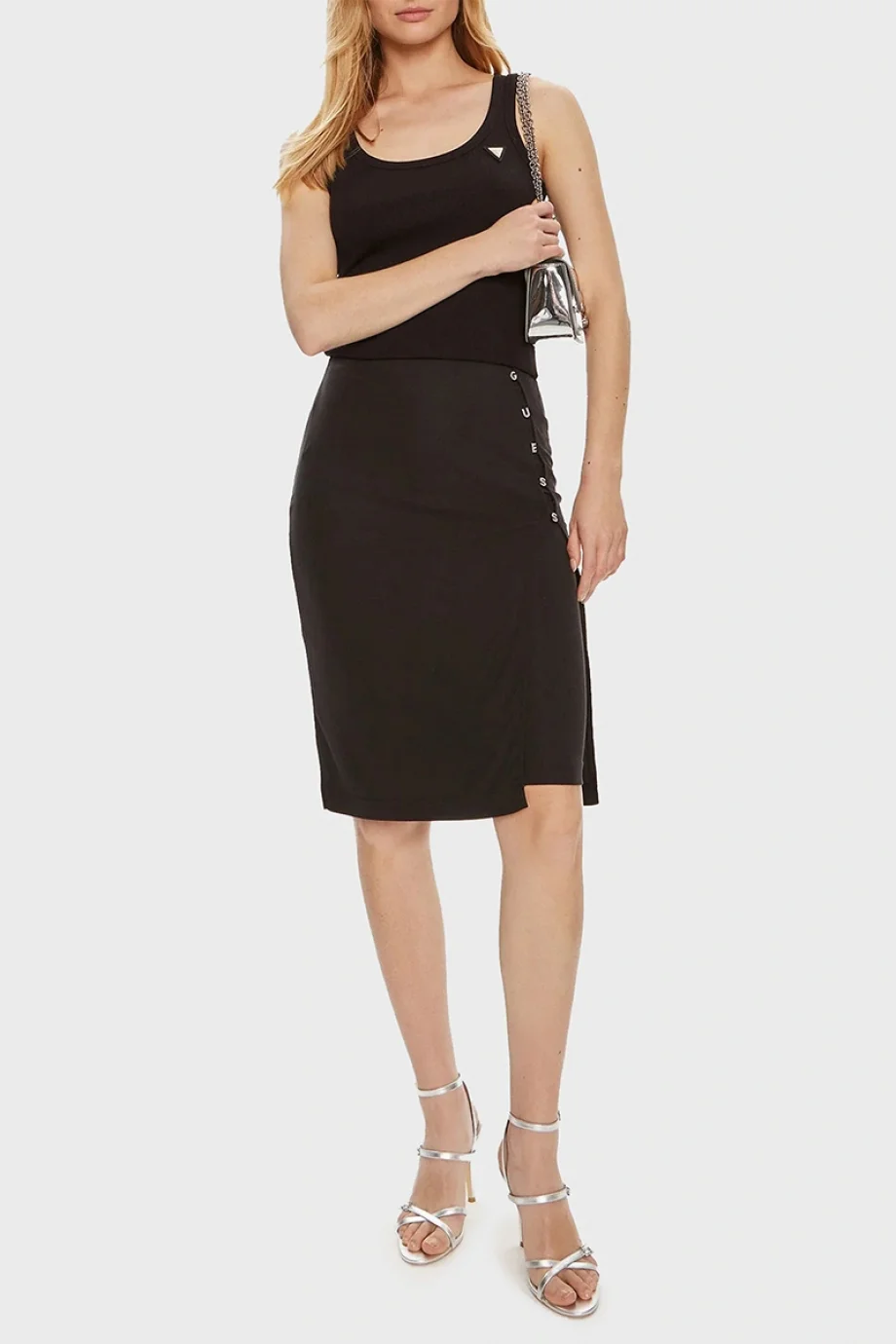 Guess COLETTE RIB TANK Kadın Siyah Atlet V4YP06K8RT2-JBLK