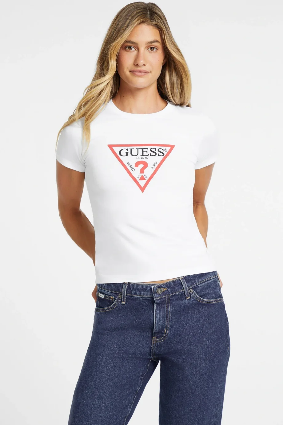 Guess Jeans Kadın Beyaz Slim Fit T-Shirt W4YI04J1314-G011