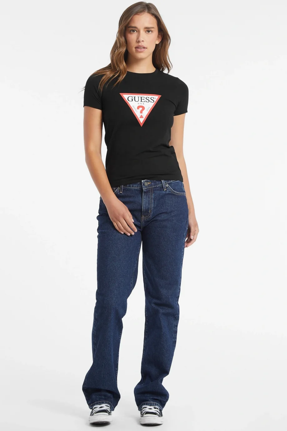 Guess Kadın Siyah Slim Fit T-Shirt W4YI04J1314-JBLK