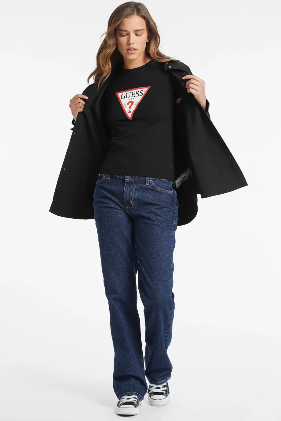 Guess Kadın Siyah Slim Fit T-Shirt W4YI04J1314-JBLK