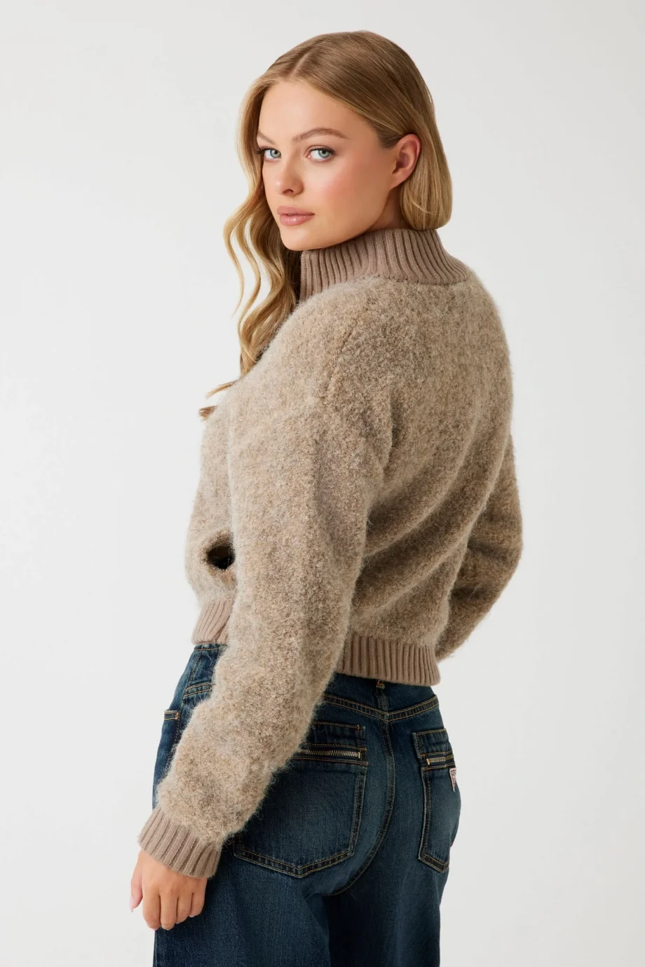 Guess Keiko Kadın Kahverengi Yün Karışımlı Triko Hırka W5BR56Z0702-F1AX