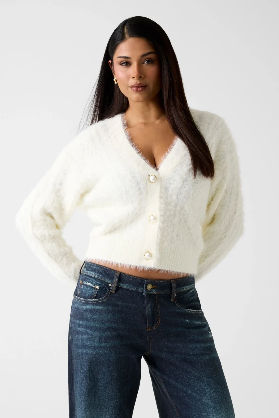 Guess Kinako Kadın Beyaz Triko Hırka W5BR0DZ3BH0-G1O6