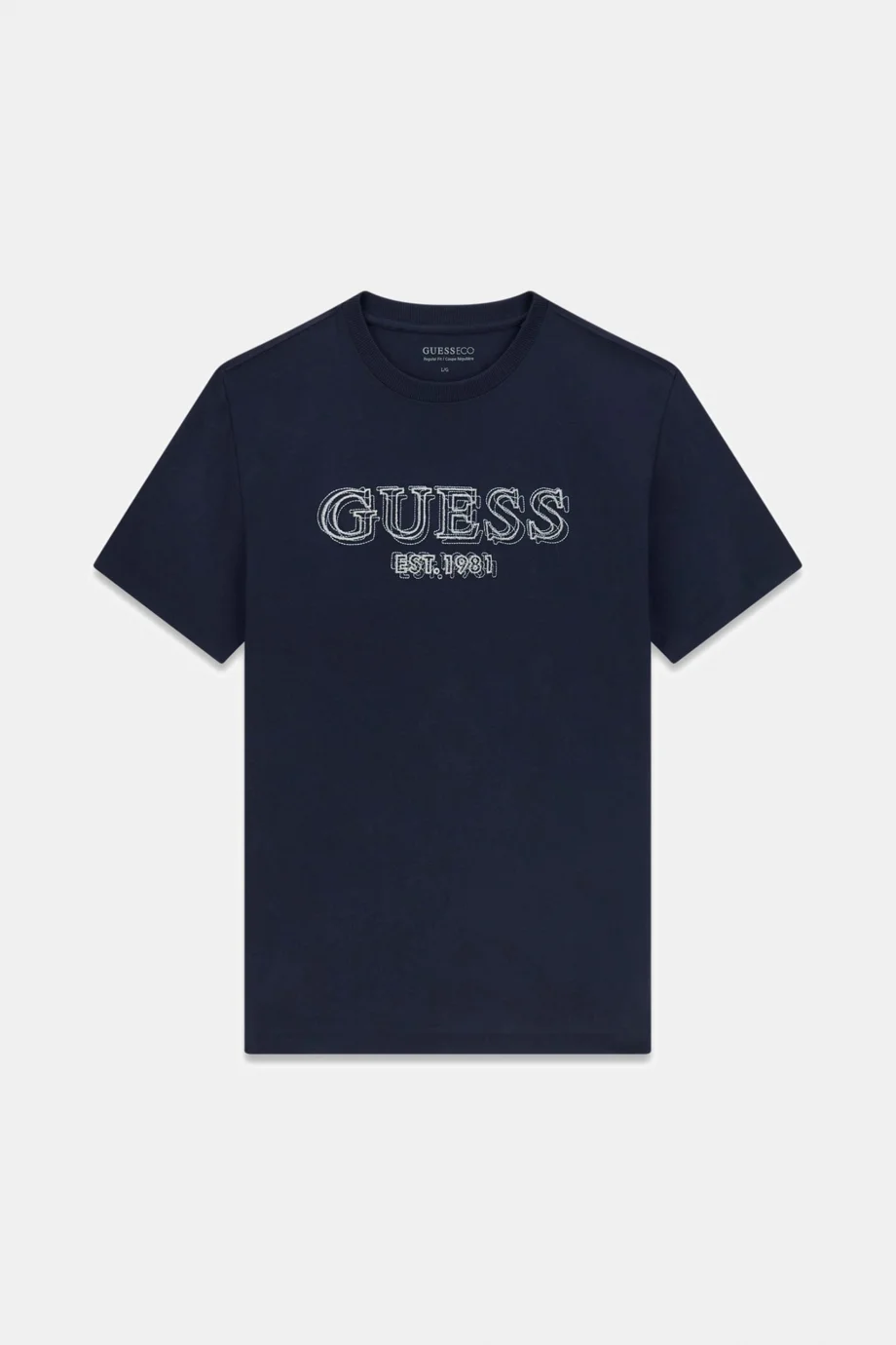 Guess Kısa Kollu Bisiklet Yaka Nakış Logolu Erkek Lacivert T-shirt M6RI22K8FQ4-G7V2
