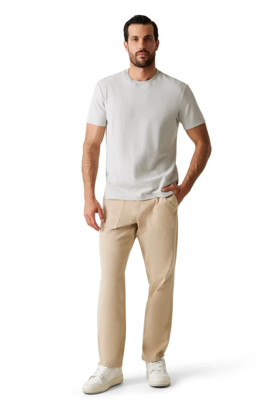 Guess Kısa Kollu Blake Dokulu Bisiklet Yaka Erkek Gri  T-Shirt  M6RP33KB170-A92E