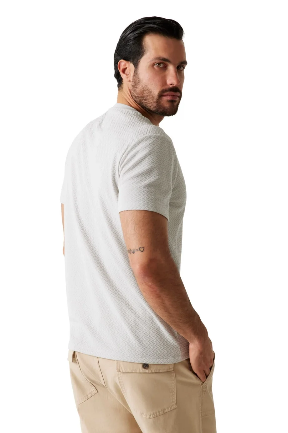 Guess Kısa Kollu Blake Dokulu Bisiklet Yaka Erkek Gri  T-Shirt  M6RP33KB170-A92E