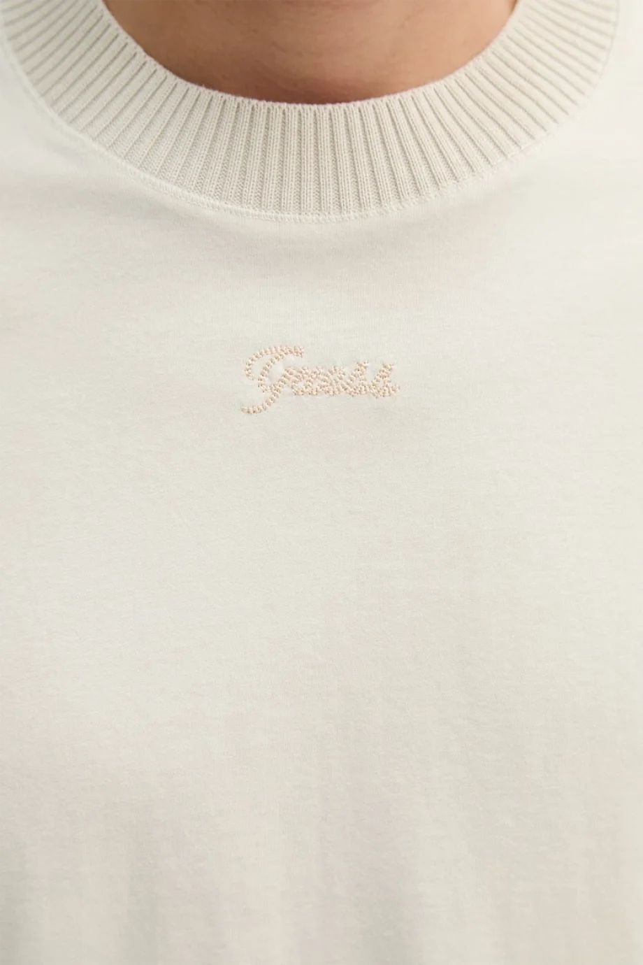 Guess Kısa Kollu Kontrast Yakalı Örgü Erkek Bej Top M6RP09KA260-A913