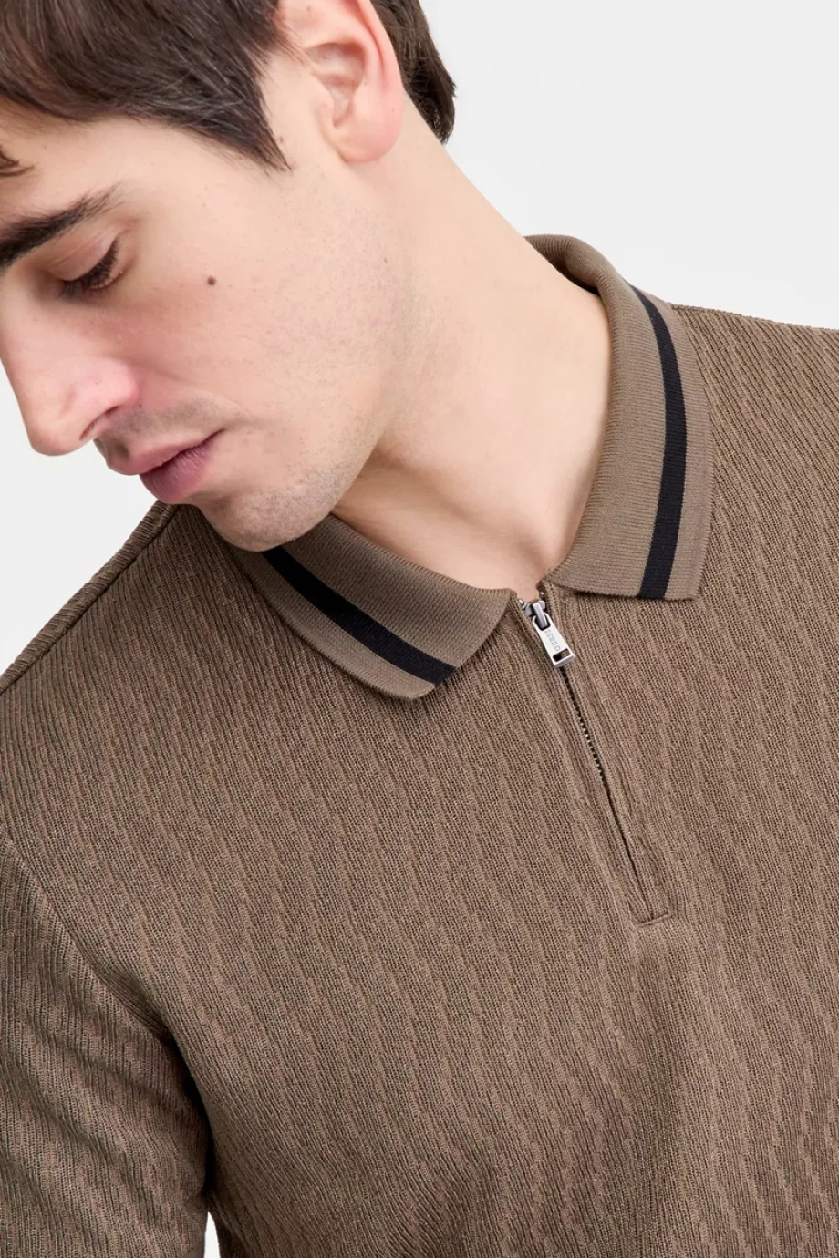 Guess Kısa Kollu Morales Örgü Fermuarlı Polo Yakalı Erkek Haki Polo T-shirt M6RP38KB322-G8L1